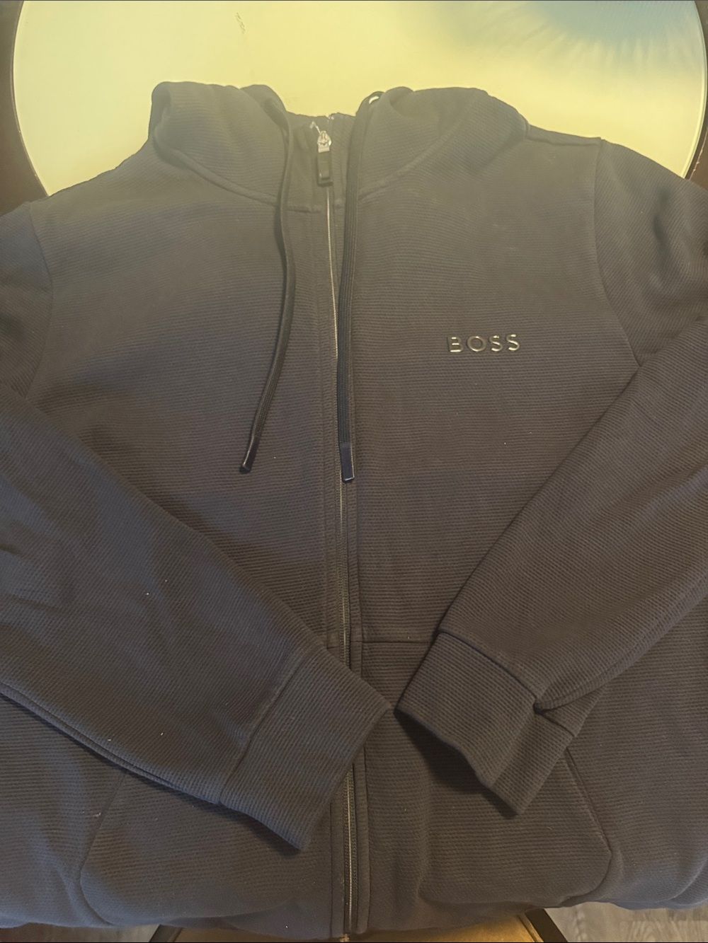 BOSS Men's Black Zip-Up Hoodie Sweater